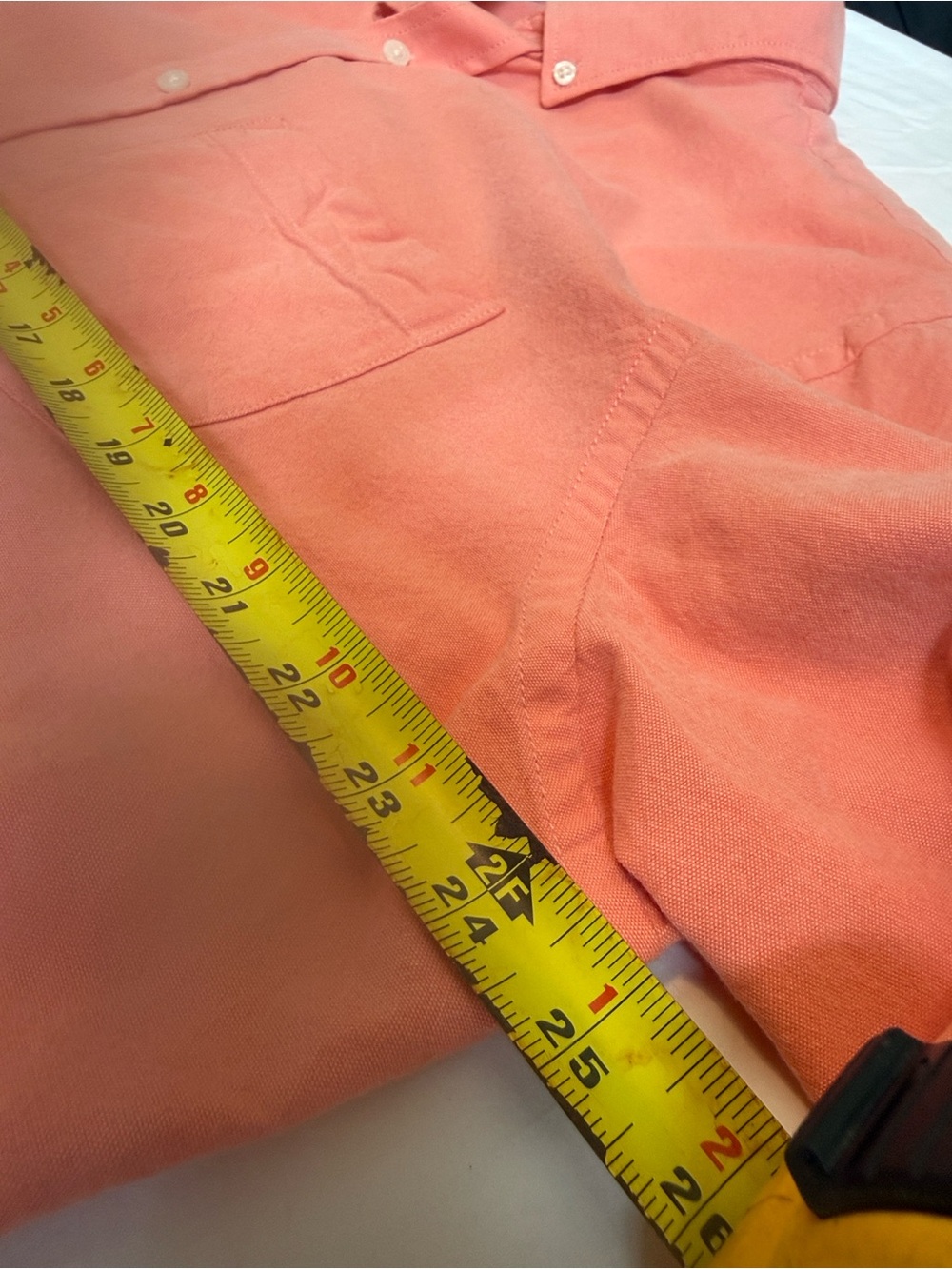 Old Navy Men's Coral-Peach Long Sleeve Button-Down Shirt - Picture 8 of 12